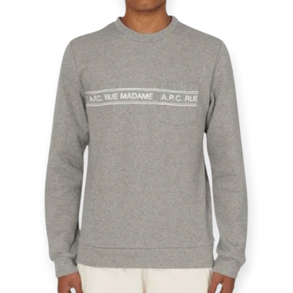 A.P.C. Rue Madame Men's Crew Neck Sweatshirt Silkscreen Spellout Small